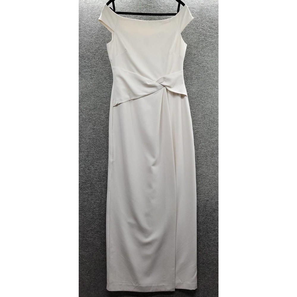 Elegant Off-Shoulder Cream Evening Dress with Twist Detail